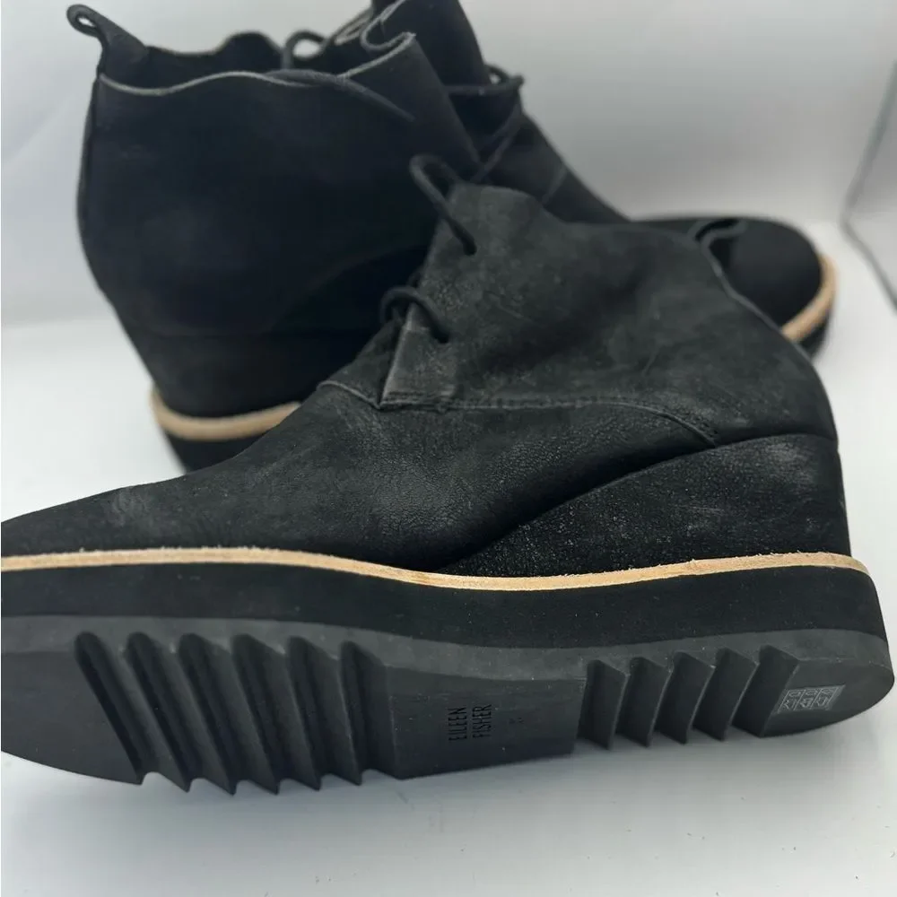 Eileen‎ Fisher Women's Size 8 Capa Wedge Chukka Boot In Black